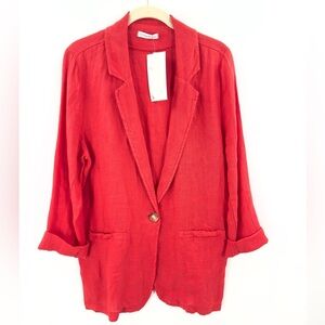 Victoria M Ortiz Italy Linen Blazer Jacket Womens Large Lagenlook Beachy Minimal